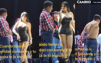 ¡Como cuando tienes la oportunidad de bailar con Karely Ruiz y tu camisa te lo impide!