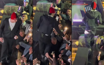 Peso Pluma le tira agua en la cara a fan