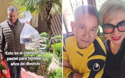 Hombre festeja 5 años de divorciado con su ex esposa