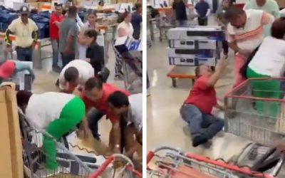 Las peleas en costco siguen siendo virales, ahora por ventiladores. VIDEO (hasta el zapato perdió)