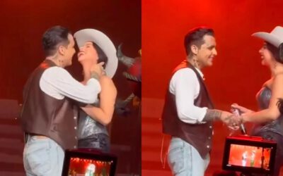 Christian Nodal celebra el cumpleaños de Ángela Aguilar durante su concierto en Guadalajara