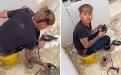 Joven simula sonidos de herramientas para poder jugar con su celular en el trabajo